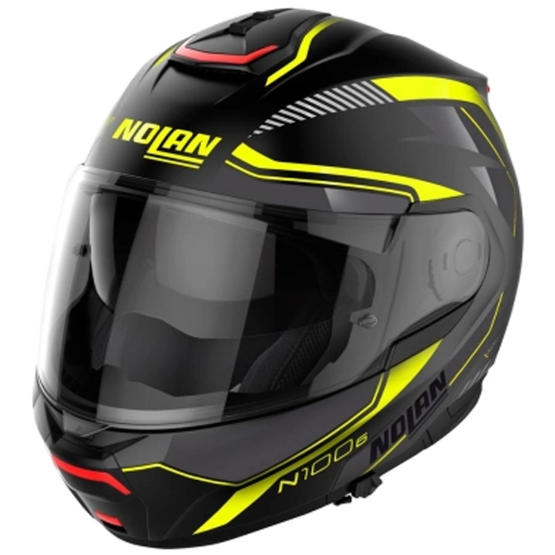 Casco de moto abatible Nolan N100-6 Surveryor N-COM 22 negro-amarillo
