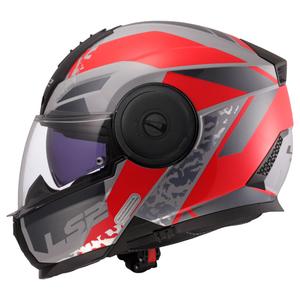 Casco de motocicleta abatible LS2 FF902 Scope II Oxyd gris-rojo