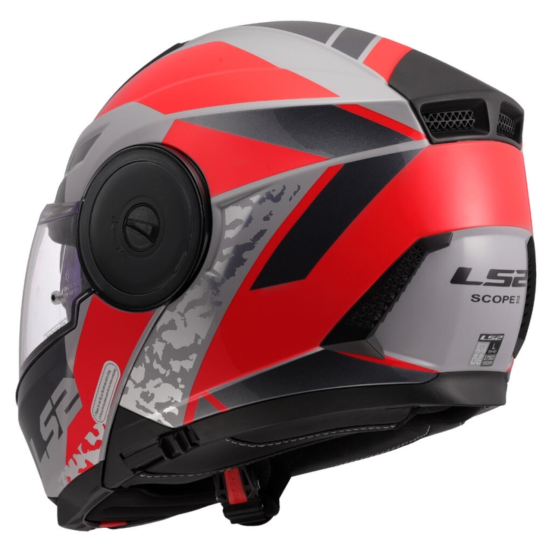 Casco de motocicleta abatible LS2 FF902 Scope II Oxyd gris-rojo
