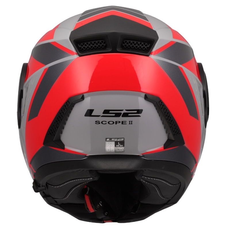 Casco de motocicleta abatible LS2 FF902 Scope II Oxyd gris-rojo