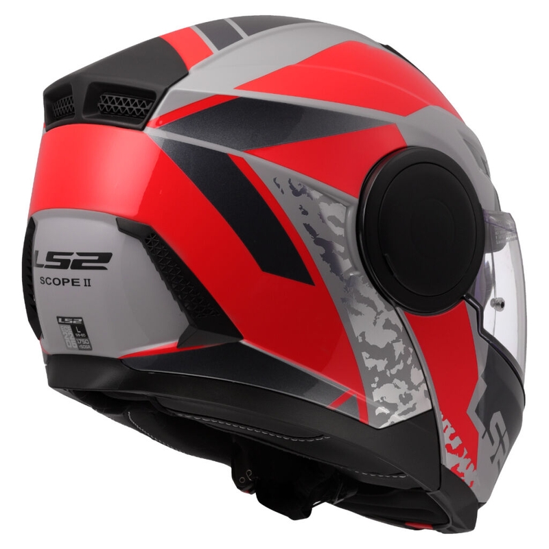 Casco de motocicleta abatible LS2 FF902 Scope II Oxyd gris-rojo