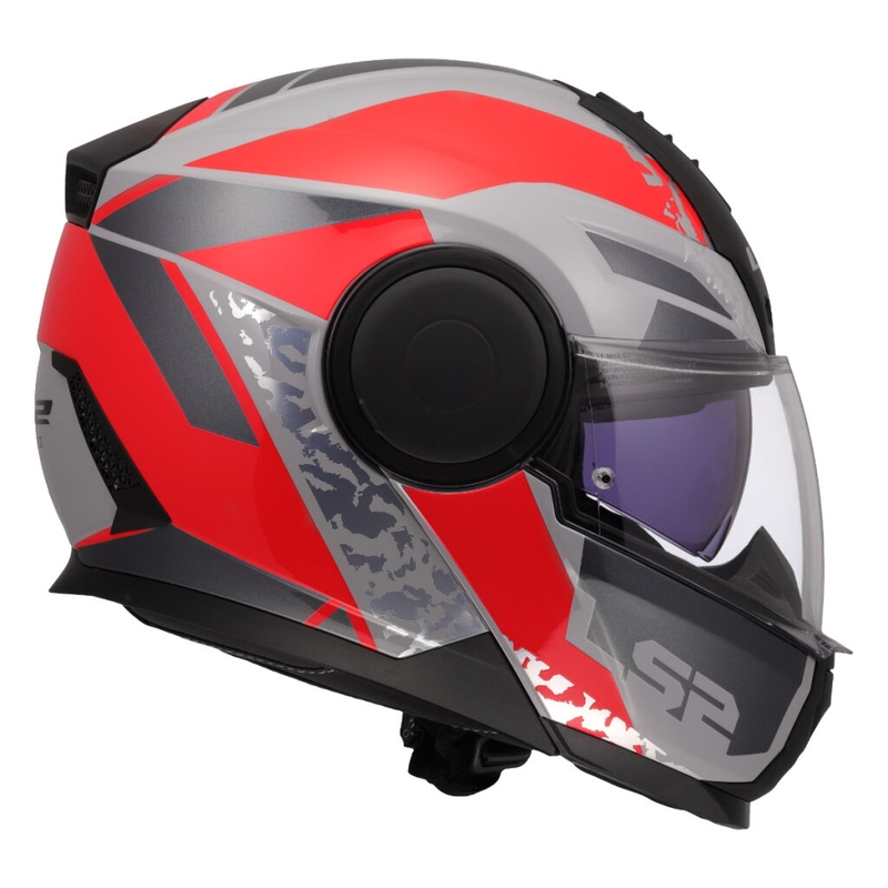Casco de motocicleta abatible LS2 FF902 Scope II Oxyd gris-rojo