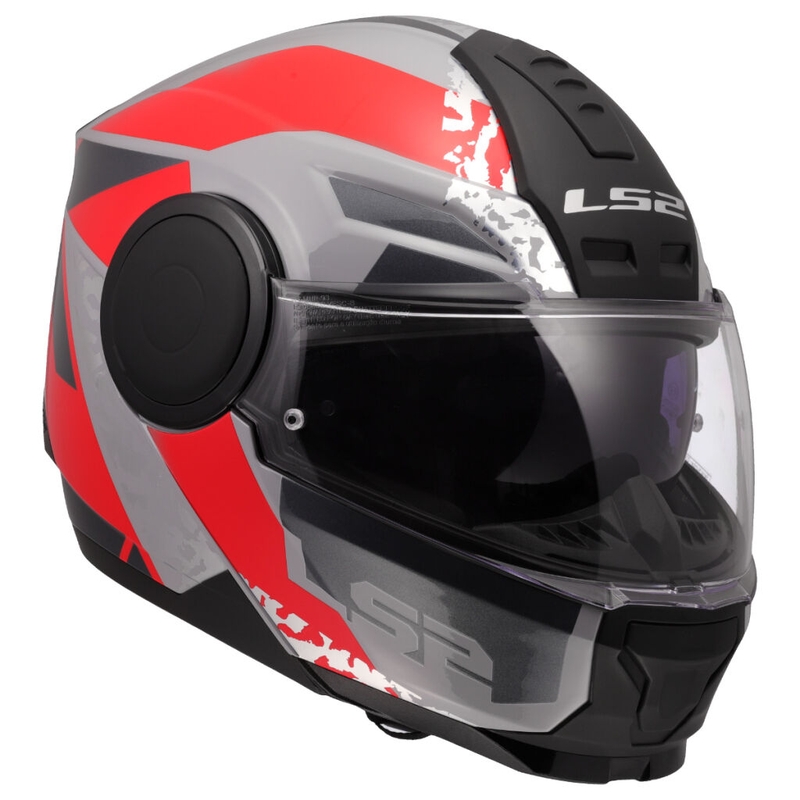 Casco de motocicleta abatible LS2 FF902 Scope II Oxyd gris-rojo