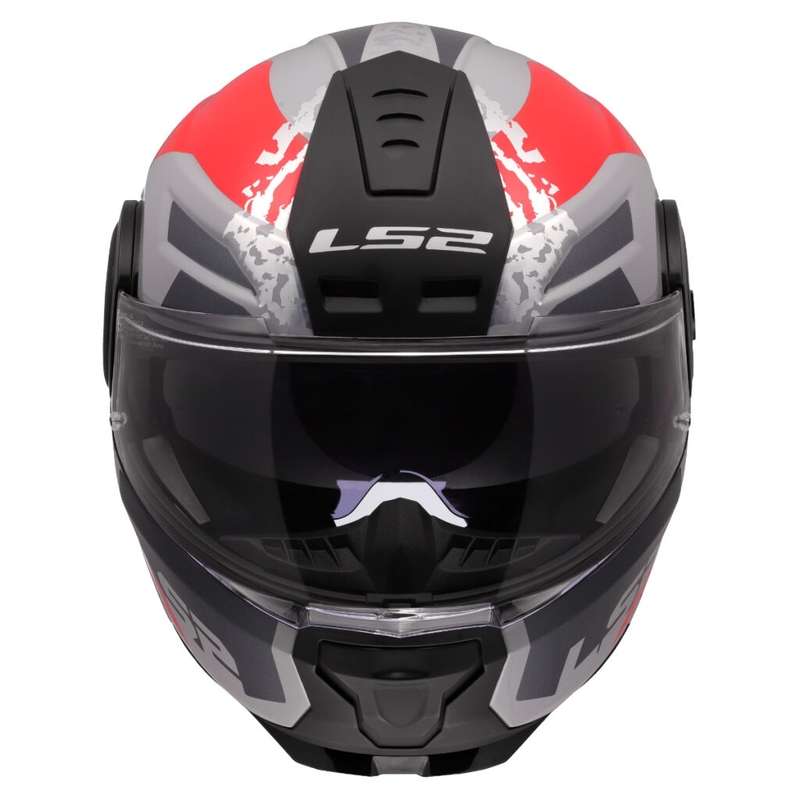 Casco de motocicleta abatible LS2 FF902 Scope II Oxyd gris-rojo