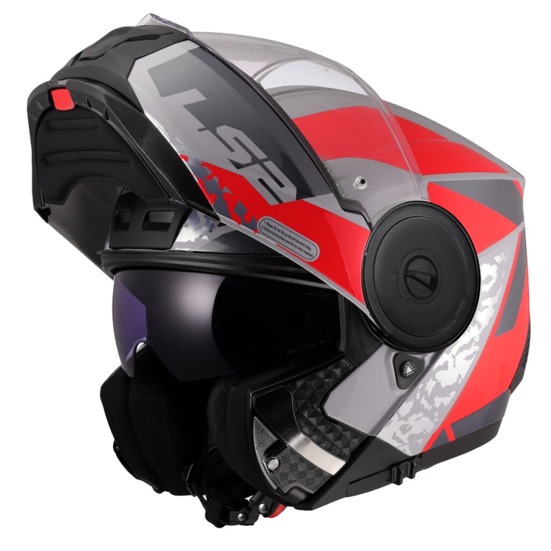Casco de motocicleta abatible LS2 FF902 Scope II Oxyd gris-rojo