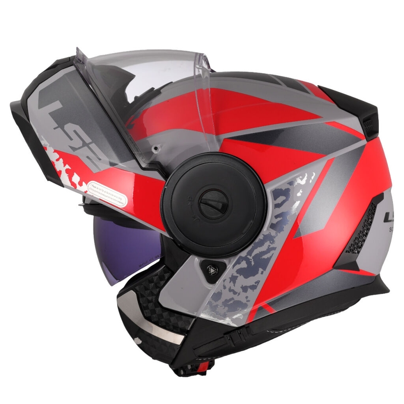 Casco de motocicleta abatible LS2 FF902 Scope II Oxyd gris-rojo