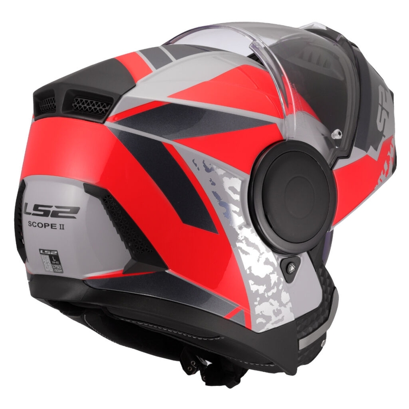 Casco de motocicleta abatible LS2 FF902 Scope II Oxyd gris-rojo
