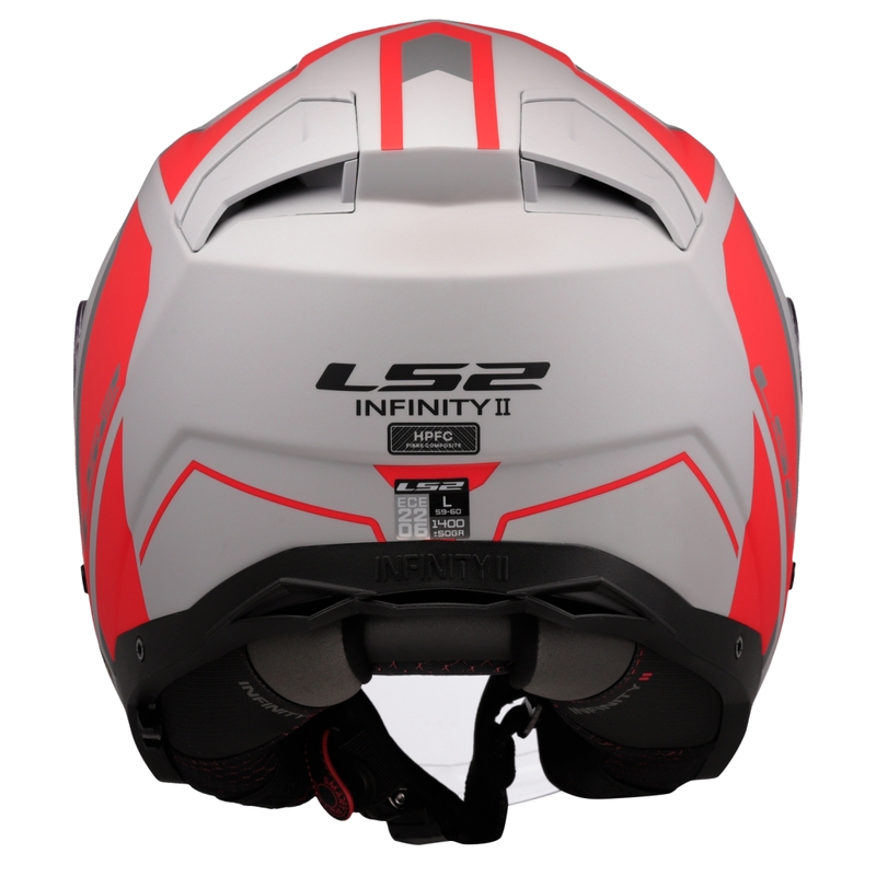 Casco de moto jet LS2 OF603 Infinity II Focus gris-rojo