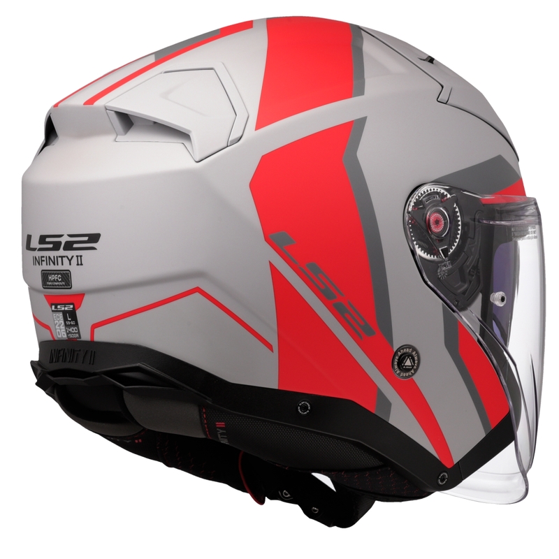 Casco de moto jet LS2 OF603 Infinity II Focus gris-rojo