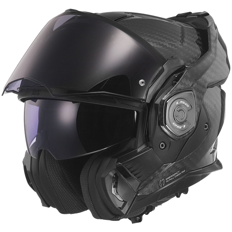 Casco de motocicleta abatible LS2 FF901 Advant X Solid Carbon negro
