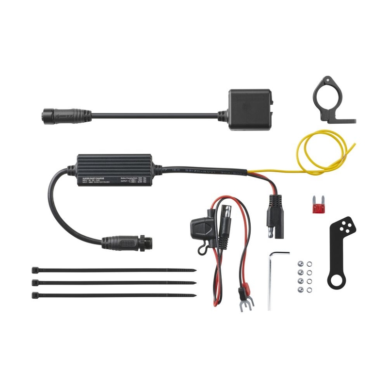 Cargador Interphone USB-C, USB-A con carga de batería de motocicleta negro