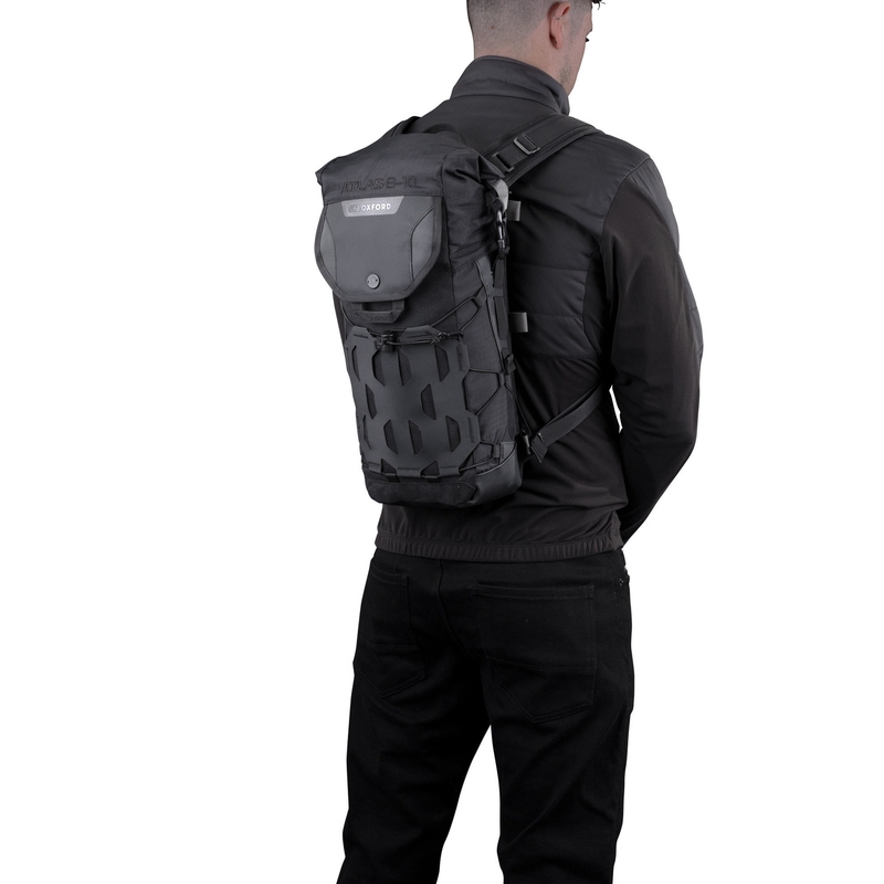 Mochila para moto Oxford Atlas B-10 negra de 10 l
