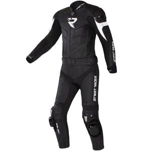 Traje de moto de cuero Street Racer Fast Track 2.1 negro y blanco