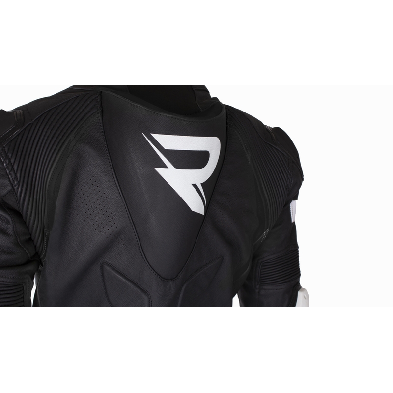 Traje de moto de cuero Street Racer Fast Track 2.1 negro y blanco
