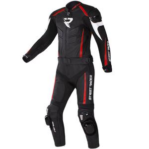 Mono de moto de cuero Street Racer Fast Track 2.1 negro-rojo