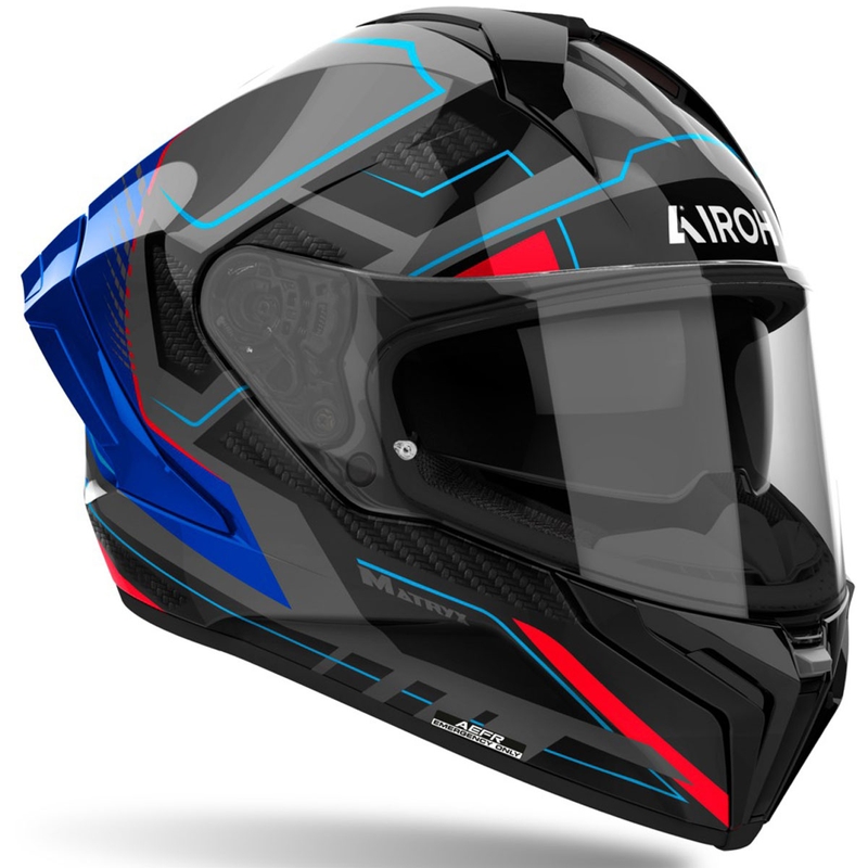 Casco integral para moto Airoh MATRYX Rocket azul-rojo brillante