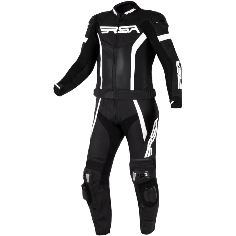 Mono de cuero blanco y negro para moto RSA Imola 2.1