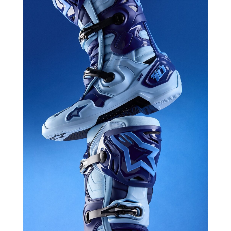 Botas de moto Alpinestars Tech 10 Edición Limitada Steelers Azul-Azul Claro