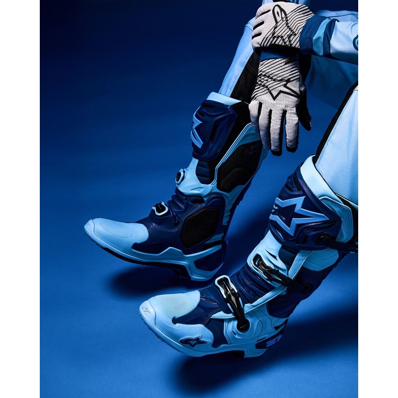 Botas de moto Alpinestars Tech 10 Edición Limitada Steelers Azul-Azul Claro