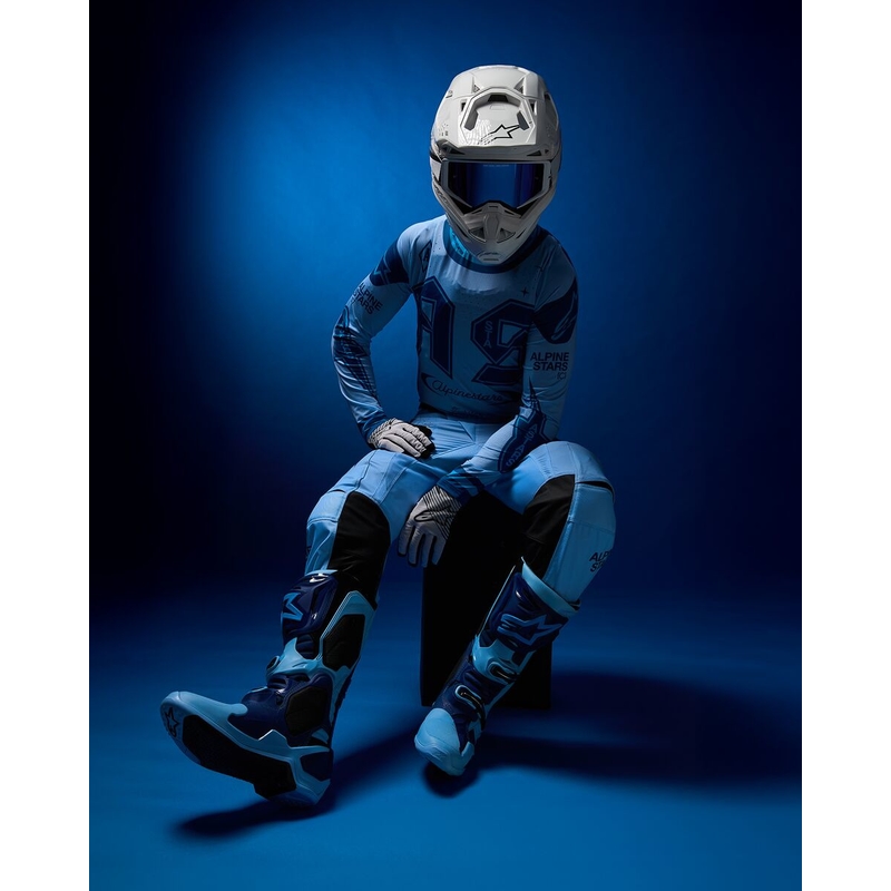 Botas de moto Alpinestars Tech 10 Edición Limitada Steelers Azul-Azul Claro
