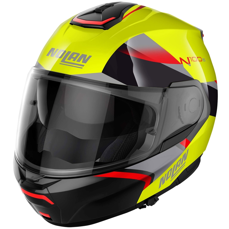 Casco de moto abatible Nolan N100-6 Paloma N-COM 27 amarillo fluo