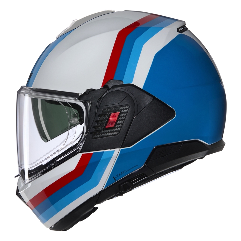 Casco de moto abatible Nolan N120-1 Lineo N-COM 347 blanco-azul-rojo