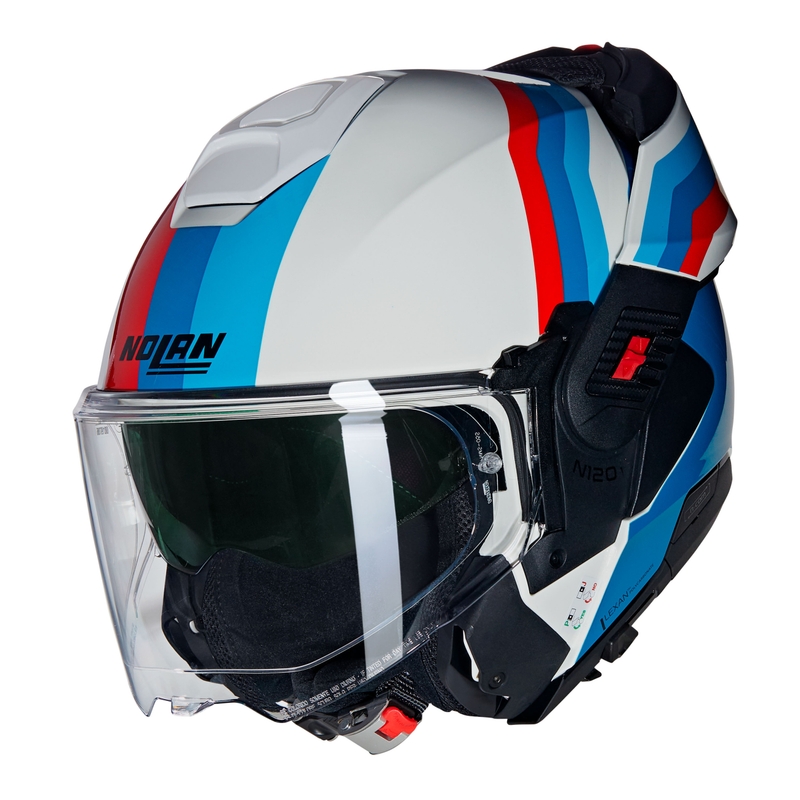 Casco de moto abatible Nolan N120-1 Lineo N-COM 347 blanco-azul-rojo