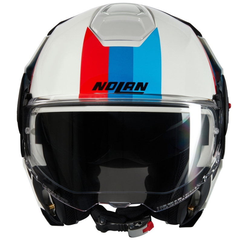 Casco de moto abatible Nolan N120-1 Lineo N-COM 347 blanco-azul-rojo