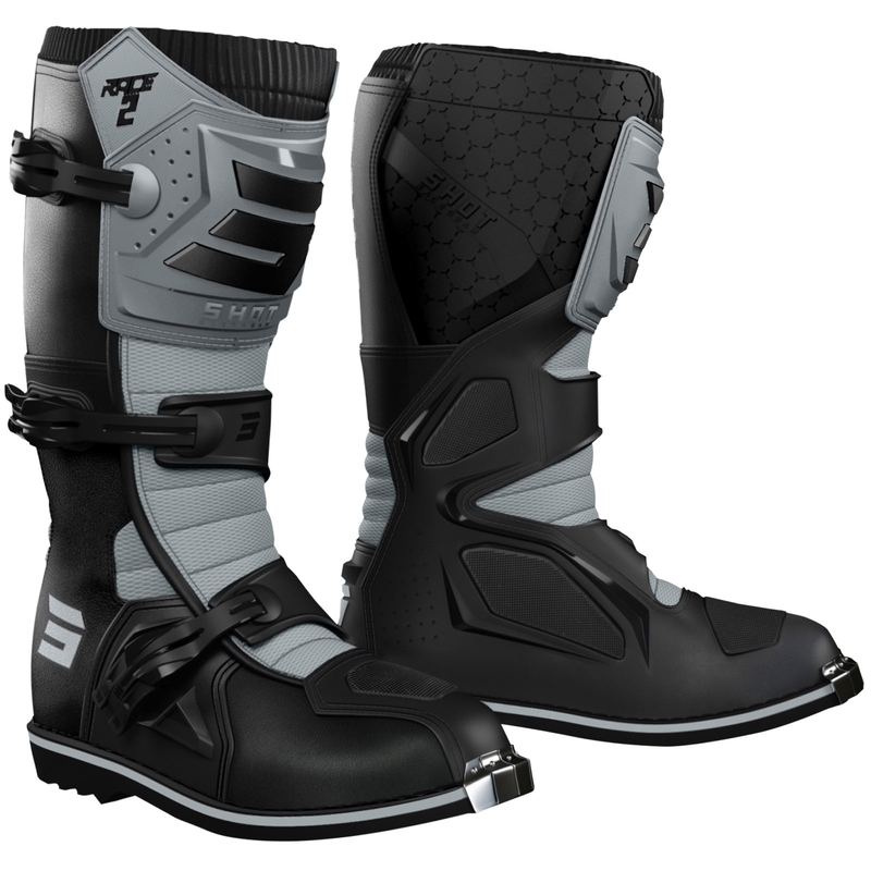Botas de motocross Shot Race 2, color negro-gris