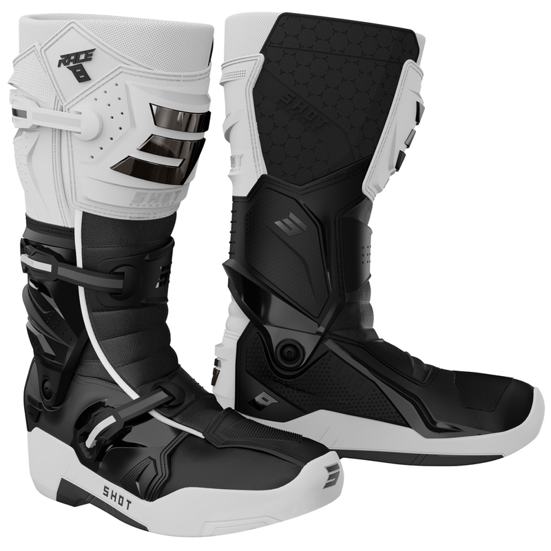 Botas de motocross Shot Race 8 blancas y negras
