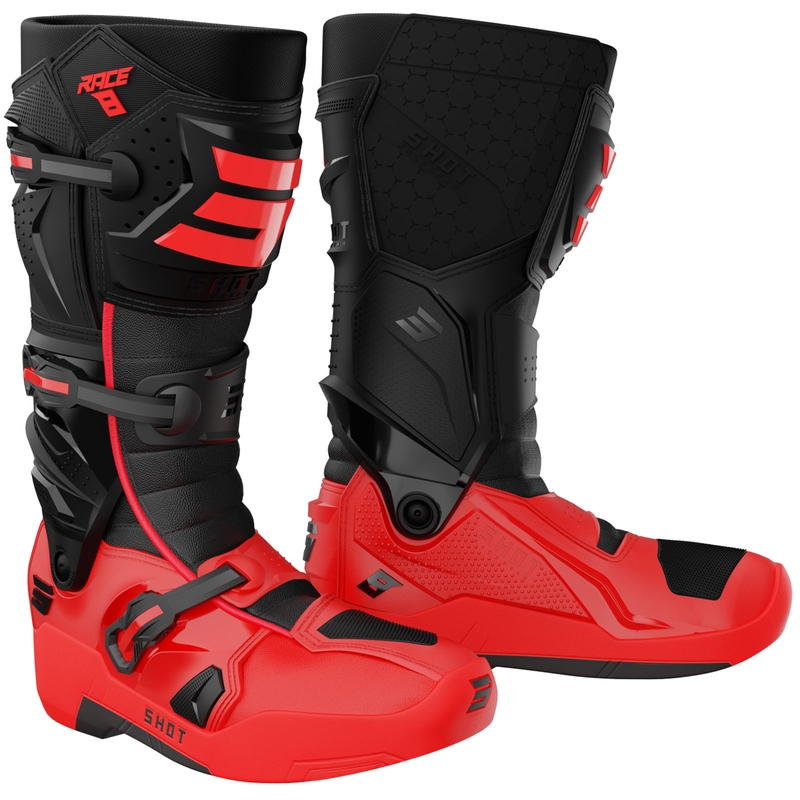 Botas de moto Shot Race 8 negro-rojo