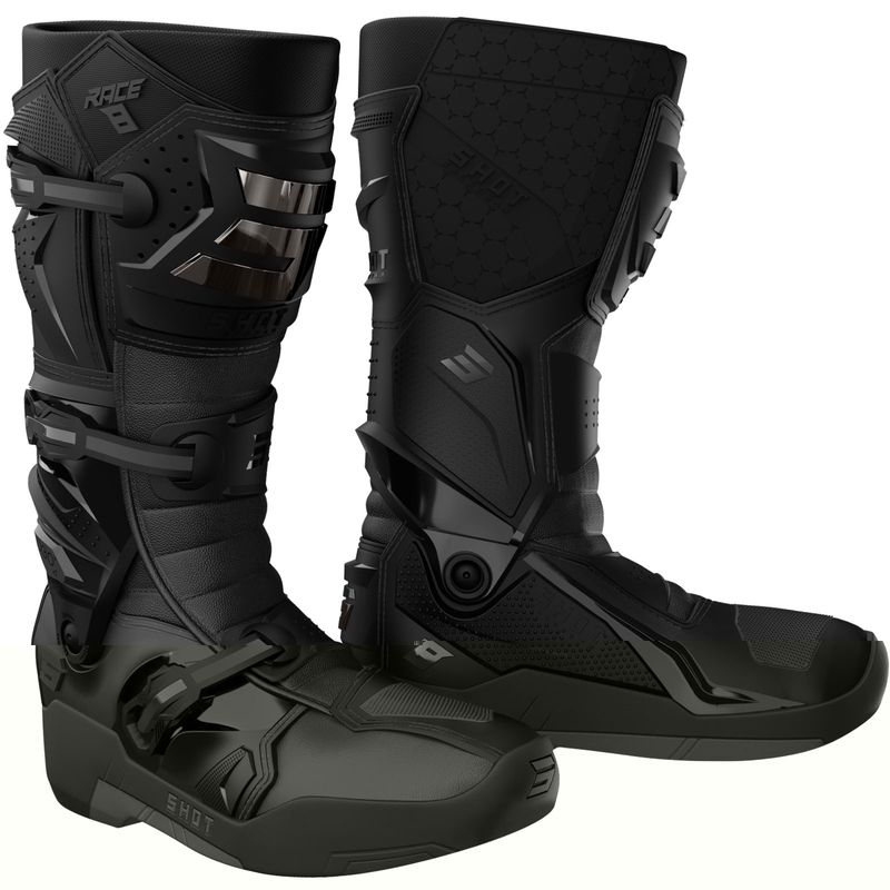 Botas de moto Shot Race 8 Cromadas Negras