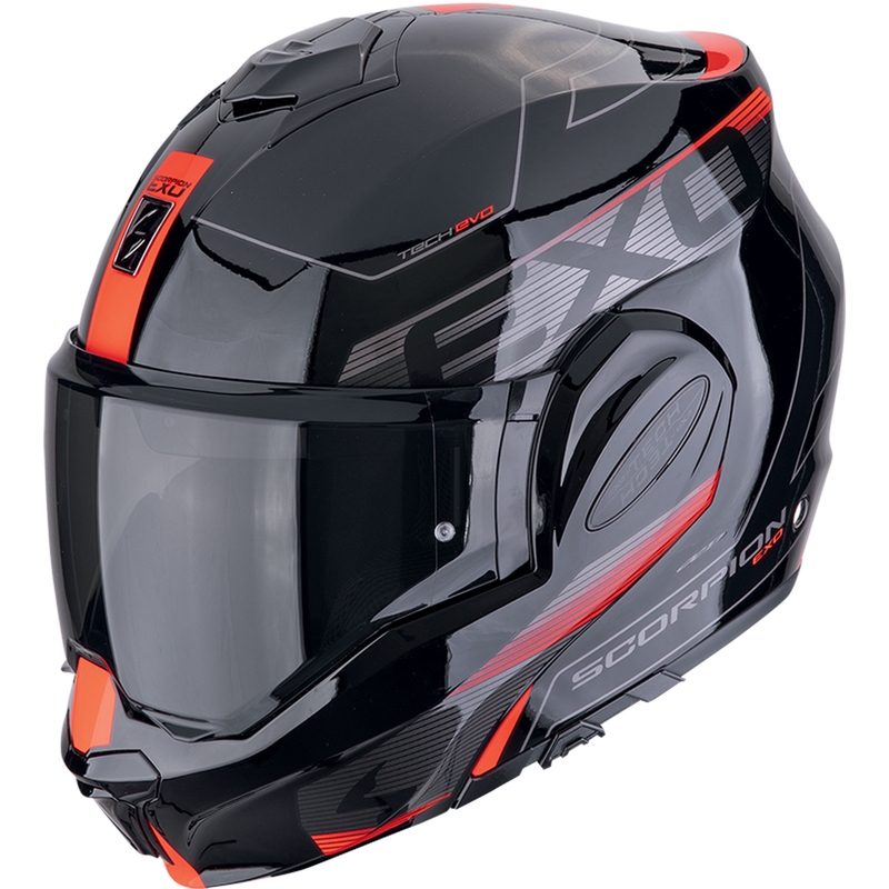 Casco de moto plegable Scorpion EXO-TECH EVO TRAVELLER negro-rojo