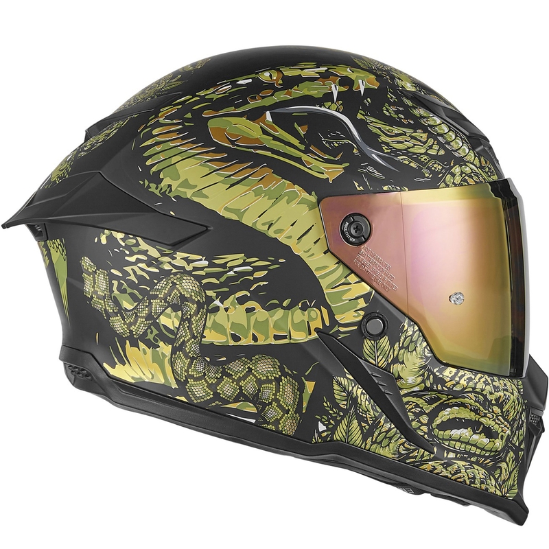 Casco integral de moto NOX Exlusiv Goliath Mythology negro mate-dorado