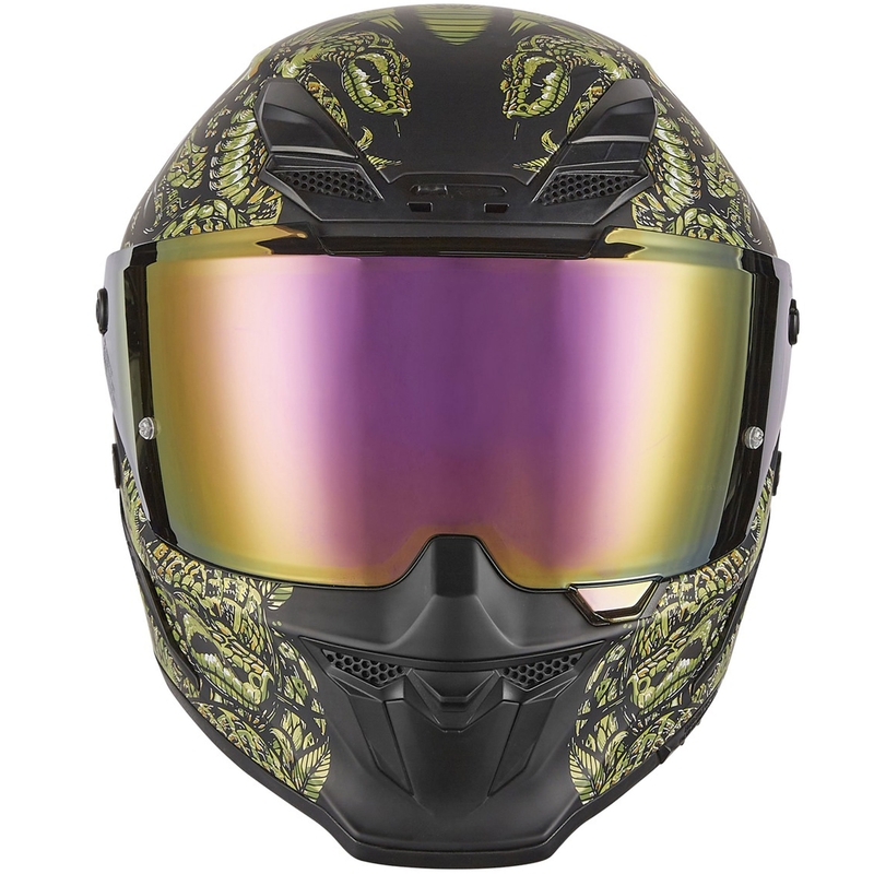Casco integral de moto NOX Exlusiv Goliath Mythology negro mate-dorado