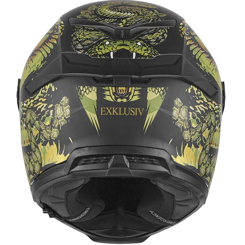 Casco integral de moto NOX Exlusiv Goliath Mythology negro mate-dorado