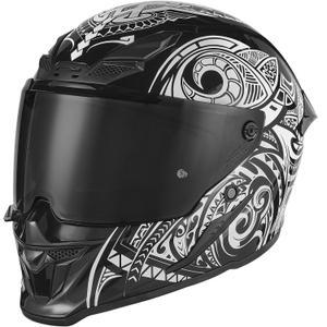 Casco integral de moto NOX Exlusiv Goliath Maori en blanco y negro mate