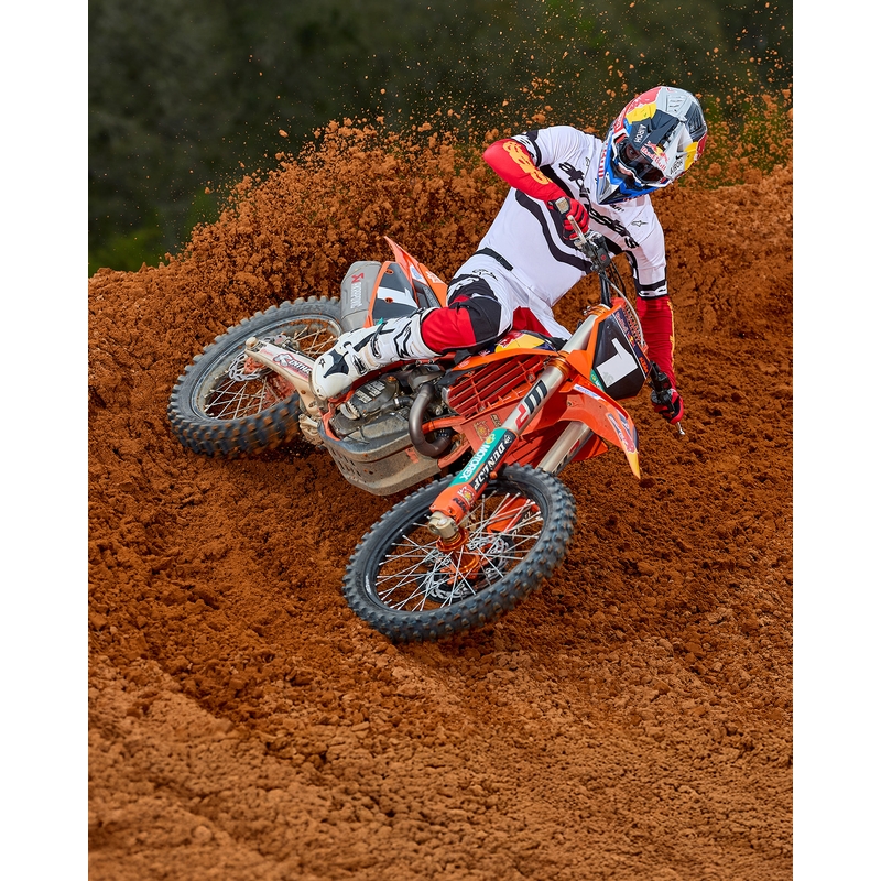 Pantalones de motocross Alpinestars Techstar edición limitada en negro intenso, blanco, rojo fluorescente y naranja.