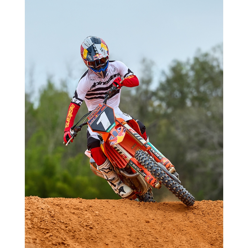 Pantalones de motocross Alpinestars Techstar edición limitada en negro intenso, blanco, rojo fluorescente y naranja.