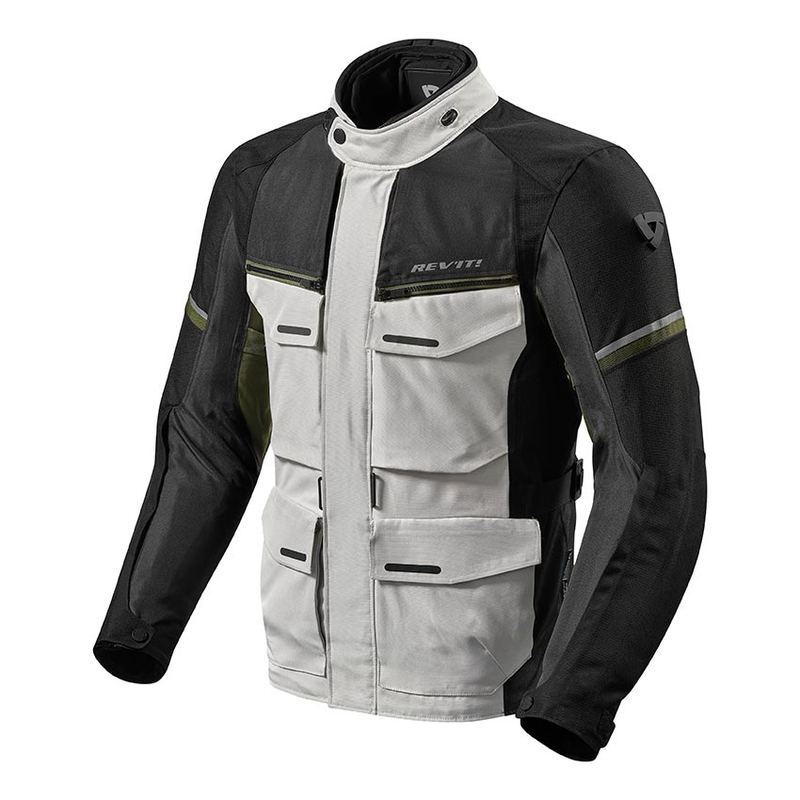 Chaqueta de moto Revit Outback 3 plata-verde liquidación