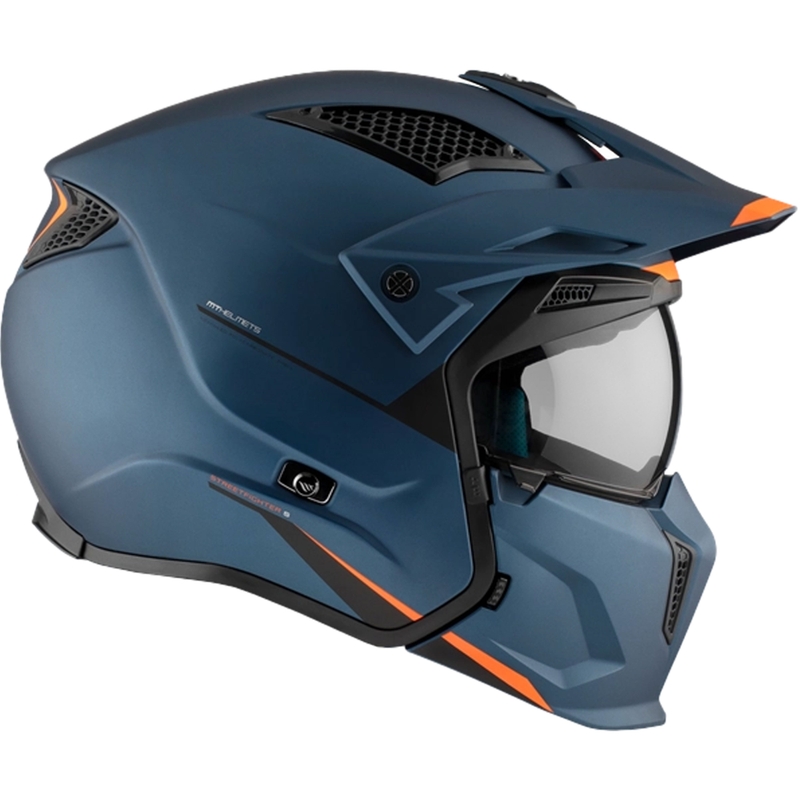 Casco abierto con máscara MT Streetfighter SV S Solid A7 azul mate