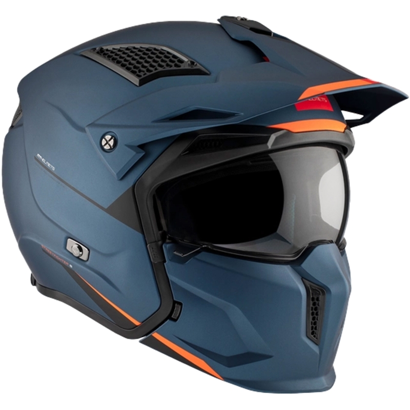 Casco abierto con máscara MT Streetfighter SV S Solid A7 azul mate