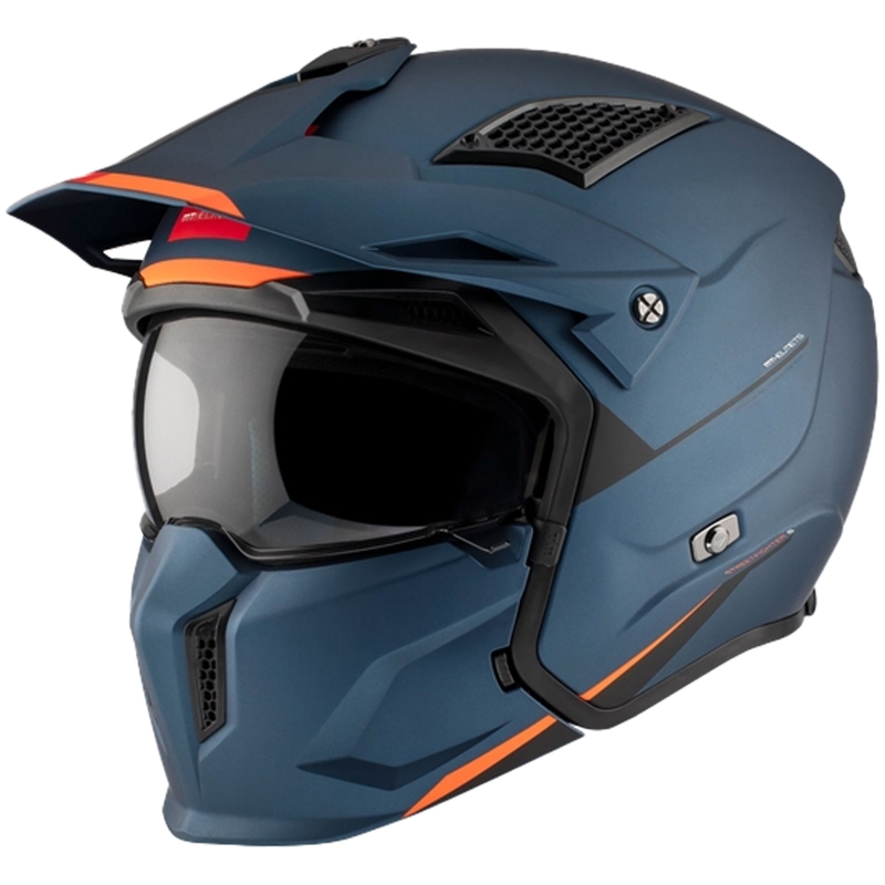 Casco abierto con máscara MT Streetfighter SV S Solid A7 azul mate