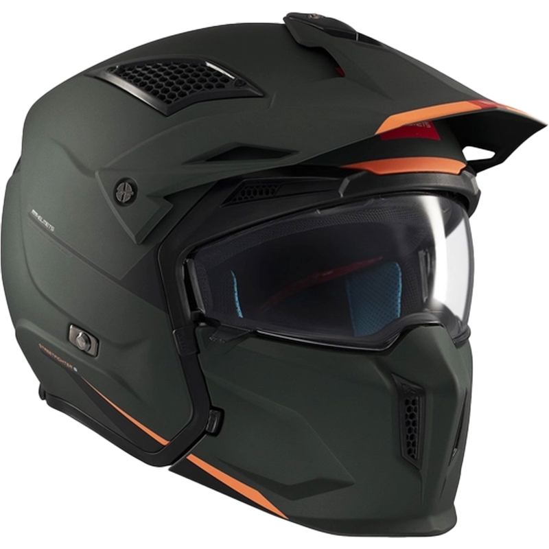 Casco abierto con máscara MT Streetfighter SV S Solid A6 verde mate