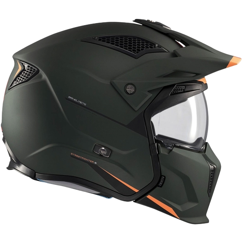 Casco abierto con máscara MT Streetfighter SV S Solid A6 verde mate