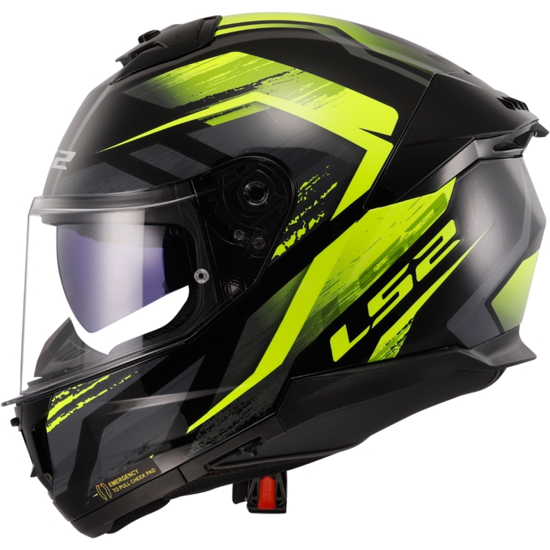 Casco integral de moto LS2 FF808 Stream II Fury negro-amarillo fluo