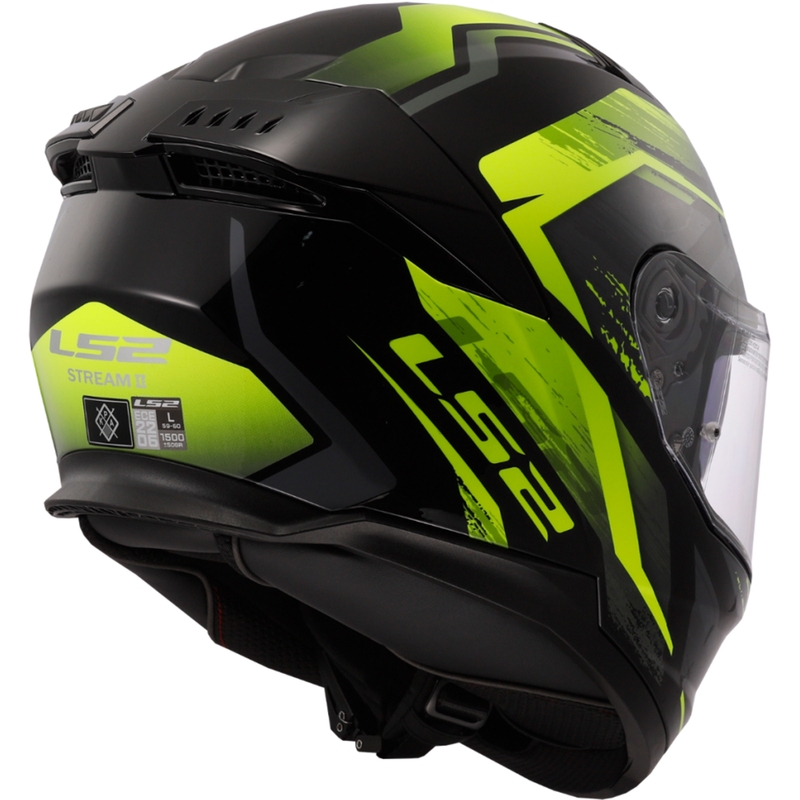 Casco integral de moto LS2 FF808 Stream II Fury negro-amarillo fluo