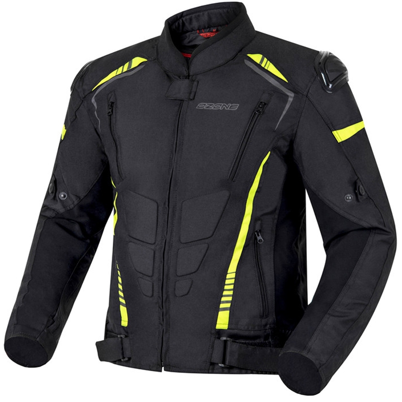 Chaqueta de moto Ozone Pulse negro-amarillo fluorescente