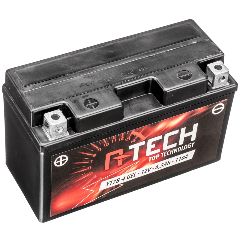 Batería de gel A-TECH 12V, YT7B-4, YT7B-BS, 12V, 6,5Ah, 110A, sin mantenimiento