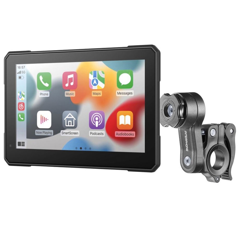 Interphone SYNC70 ESSENTIAL con pantalla compatible con Apple CarPlay y Android Auto para motocicletas